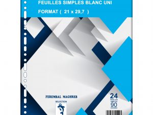 Recharge de 24 feuilles simple Seyes blanches pré-trouées pour classeur, A4  -  Votre fourniture à prix d'usine